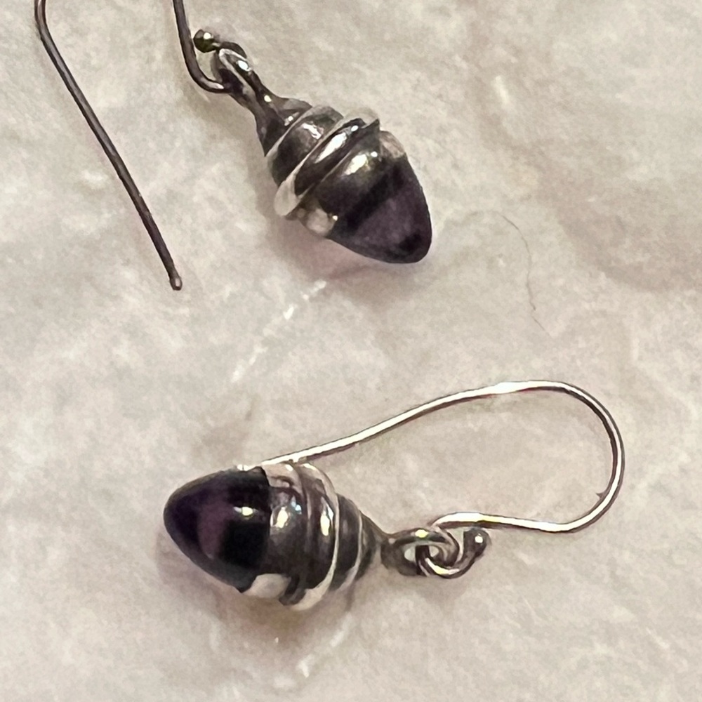 Sterling Silver Purple Amethyst “bullet” earrings Custom Made